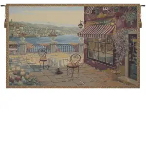 Alberto Passini Cafe de la Como Italian Tapestry Wall Hanging 35x52 Inch Cotton Jacquard Woven Wall Tapestry
