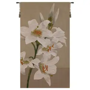 Lily Flower French Tapestry Wall Hanging 34x18 Inch Cotton Jacquard Woven Wall Tapestry