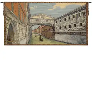 Bridge of Sighs Italian Tapestry Wall Hanging 24x42 Inch Cotton Jacquard Woven Wall Tapestry