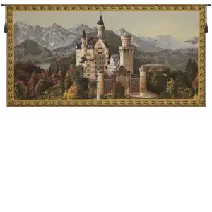 Neuschwanstein Castle Tapestry Wall Hanging 51x27 Inch Cotton Jacquard Woven Wall Tapestry