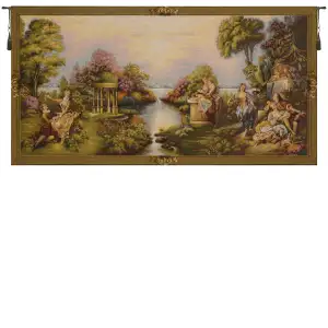 Claude Monet Ali Iris Garden Vintage Tapestry Wall Hanging 27 x 29 in