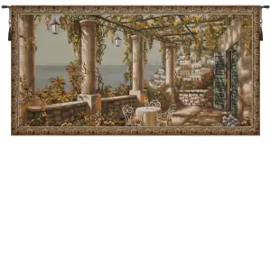 Terrace in Tuscany Tapestry Wall Hanging 27x51 Inch Cotton Jacquard Woven Wall Tapestry