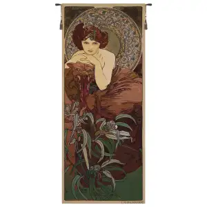 Flemish Garden Landscape Jacquard Woven Wall Art - A - H 44" x W 18"