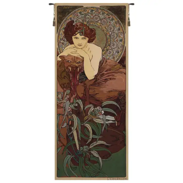 Mucha Emeraude European Tapestry Wall Hanging