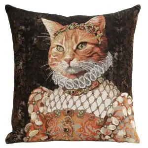 Ginger Cat Sisi Belgian Tapestry Pillow Cover 18x18 Inch Cotton Jacquard Woven Cushion Cover