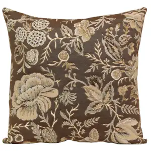 Floral Peony Grey A Tapestry Pillow Cover 19x19 Inch Cotton Jacquard Woven Cushion Cover