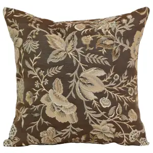 Floral Peony Grey B Tapestry Pillow Cover 19x19 Inch Cotton Jacquard Woven Cushion Cover