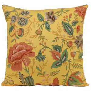 Floral Peony Yellow A Tapestry Pillow Cover 19x19 Inch Cotton Jacquard Woven Cushion Cover