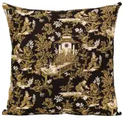 The Chinese on a Wheelbarrow Kiosk Black European Cushion Cover