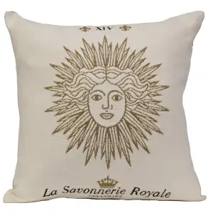 Charles Le Brun Gold Sun Tapestry Pillow Cover 19x19 Inch Cotton Jacquard Woven Cushion Cover