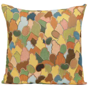 Mosaique Chinoise Footprint Yellow Tapestry Pillow Cover 19x19 Inch Cotton Jacquard Woven Cushion Cover