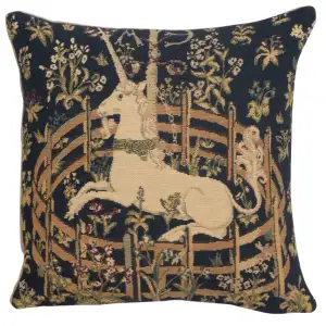 Medieval Captive Unicorn I Vintage Tapestry Pillow Cover 13x13 Inch Cotton Jacquard Woven Cushion Cover