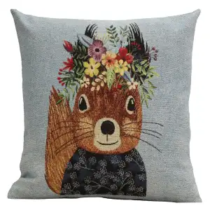 Callie the Squirrel Tapestry Pillow Cover 18x18 Inch Cotton Polyester Acrylic Cushion Cover