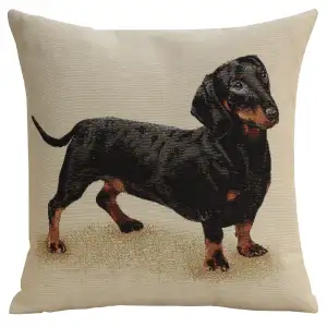 Pickles the Dachshund Tapestry Pillow Cover 18x18 Inch Cotton Jacquard Woven Cushion Cover