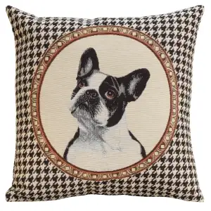 French Bulldog Tapestry Pillow Cover 18x18 Inch Cotton Jacquard Woven Cushion Cover