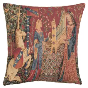 Medieval Vintage Hearing Large Tapestry Pillow Cover 18x18 Inch Cotton Jacquard Woven Cushion Cover