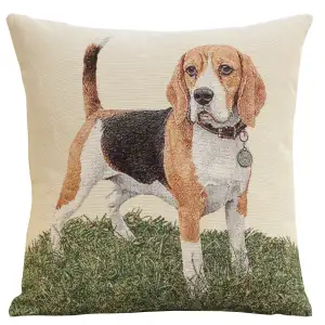 Beagle Tapestry Pillow Cover 18x18 Inch Cotton Jacquard Woven Cushion Cover