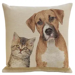 Besties Tapestry Pillow Cover 18x18 Inch Cotton Jacquard Woven Cushion Cover