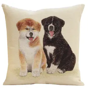 Akitas Tapestry Pillow Cover 18x18 Inch Cotton Jacquard Woven Cushion Cover