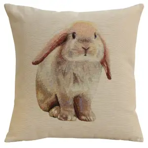 Bunny Tapestry Pillow Cover 18x18 Inch Cotton Jacquard Woven Cushion Cover
