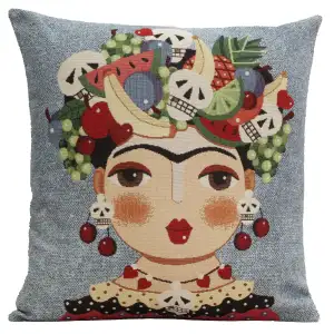 Vintage Mexicalli Blue Tapestry Pillow Cover 18x18 Inch Cotton Jacquard Woven Cushion Cover