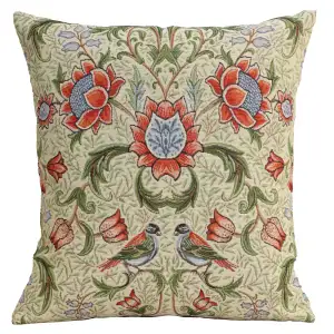 William Morris Birds and Green Tapestry Pillow Cover 18x18 Inch Cotton Jacquard Woven Cushion Cover