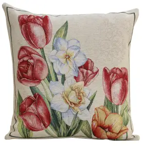 William Morris Lady Tulip Tapestry Pillow Cover 18x18 Inch Cotton Jacquard Woven Cushion Cover