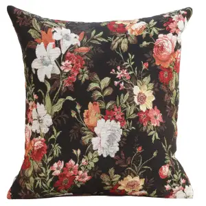 Floral Blossom Tapestry Pillow Cover 18x18 Inch Cotton Jacquard Woven Cushion Cover