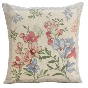 Floral Daisy Tapestry Pillow Cover 18x18 Inch Cotton Jacquard Woven Cushion Cover