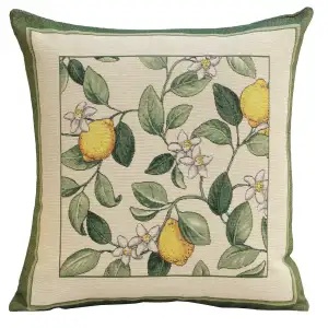 Floral Lemon Tapestry Pillow Cover 18x18 Inch Cotton Jacquard Woven Cushion Cover