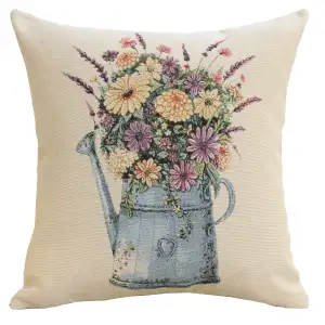Floral Vintage Tapestry Pillow Cover 18x18 Inch Cotton Jacquard Woven Cushion Cover