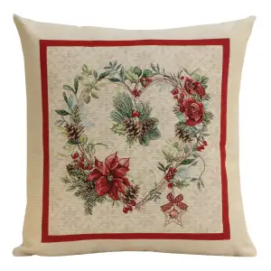 Vintage Floral Nathalie Tapestry Pillow Cover 18x18 Inch Cotton Jacquard Woven Cushion Cover