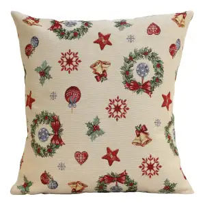 Nora Vintage Floral Tapestry Pillow Cover 18x18 Inch Cotton Jacquard Woven Cushion Cover