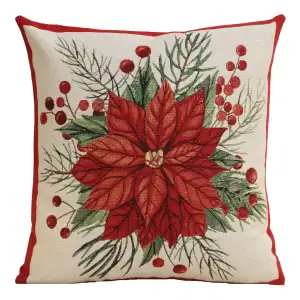 Vintage Floral Faith Tapestry Pillow Cover 18x18 Inch Cotton Jacquard Woven Cushion Cover