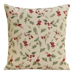 Vintage Floral Grace Tapestry Pillow Cover 18x18 Inch Cotton Jacquard Woven Cushion Cover