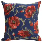 Coquelicots Blue European Cushion Covers