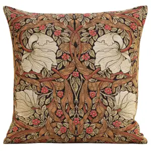 Pimpernel Tobacco Brown Belgian Tapestry Pillow Cover 18x18 inch 100% Cotton Belgian Jacquard Woven Cushion Cover