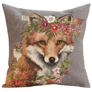Forest Fox Grey European Tapestry Pillow Cover 18x18 Inch Cotton Cushion Cover