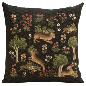 Forest Rabbits European Tapestry Pillow Cover 18x18 Inch Cotton Cushion Cover