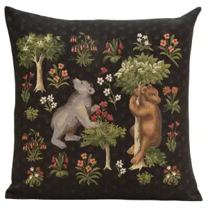Forest Bears European Tapestry Pillow Cover 18x18 Inch Cotton Cushion Cover