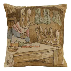 Paysage Flamand Moulin Belgian Tapestry Pillow Cover 14x14 Inch Cotton Jacquard Woven Cushion Cover