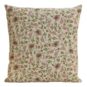 Broche Flowers French Tapestry Pillow Cover  19x19 InchCotton Jacquard Woven Cushion Cover