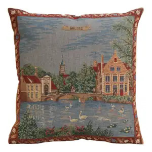 Brugge Minnewater European Tapestry Pillow Cover 18x18 Inch Cotton Cushion Cover