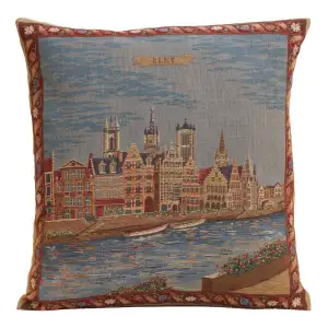 Gent Graslei European Tapestry Pillow Cover 18x18 Inch Cotton Cushion Cover