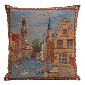 Brugge Rozenhoekaai European Tapestry Pillow Cover 18x18 Inch Cotton Cushion Cover