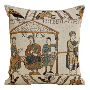 Bayeux Banquet Feast European Tapestry Pillow Cover 18x18 Inch Cotton Cushion Cover