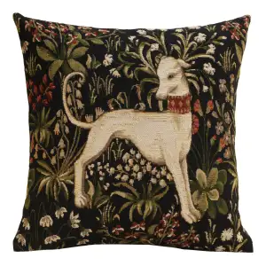 Medieval Hound Standing European Tapestry Pillow Cover 18x18 Inch Cotton Cushion Cover