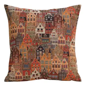 Brugge MDN European Tapestry Pillow Cover 18x18 Inch Cotton Jacquard Woven Cushion Cover