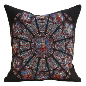 Vitrail Large European Tapestry Pillow Cover 18x18 Inch Cotton Jacquard Woven Cushion Cover