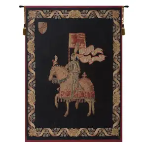 Vintage Le Chevalier Fond Uni Tapestry Wall Hanging 58 x 43 in Jacquard Woven Medieval Knight Wall Art